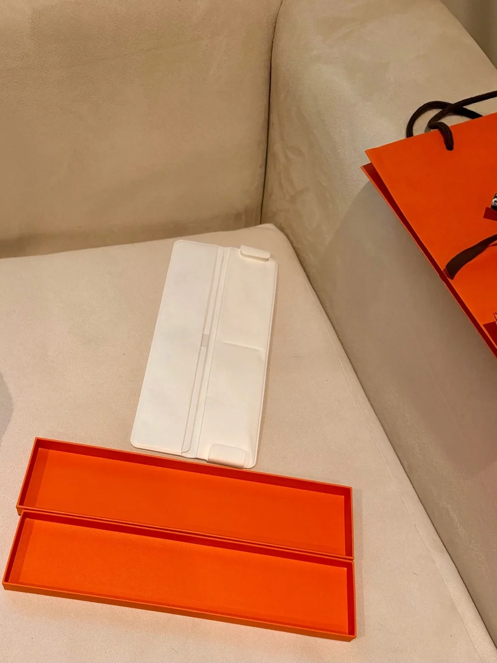 Hermes Orange Gift Bag and iWatch Band Box with Original Ribbon